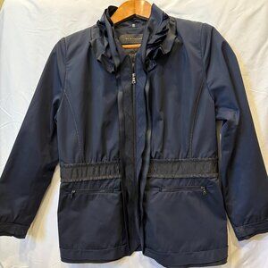 ElieTahari Windbreaker Jacket size Large Navy with Black Trim